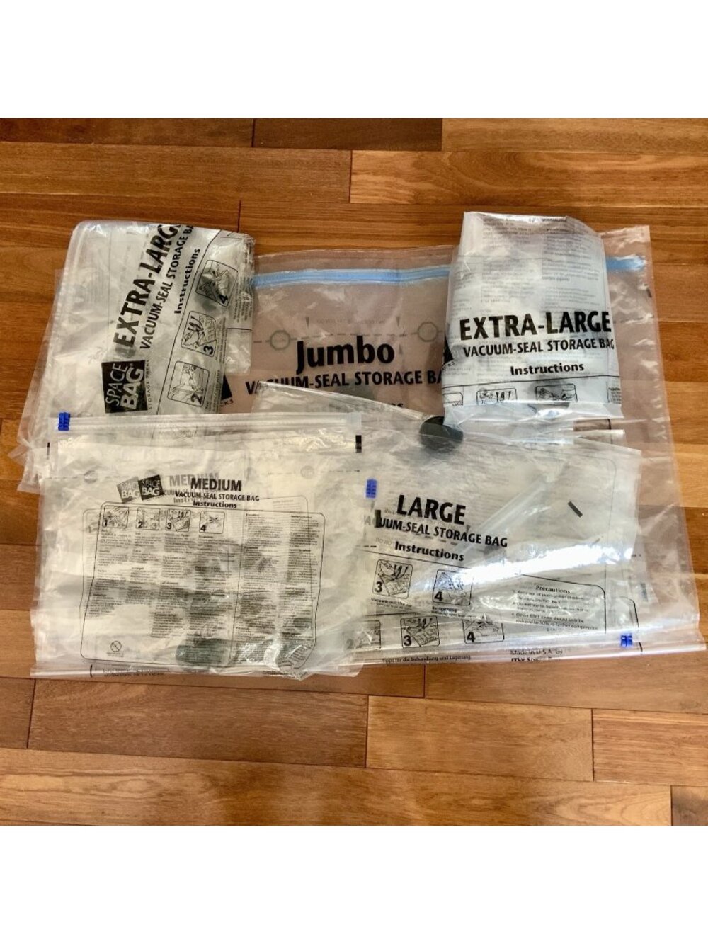 Vacuum Seal SpaceBags Storage Clothing 1 Jumbo, 2 XL, 1 L, 1 M Set Of 5 Bags ITW